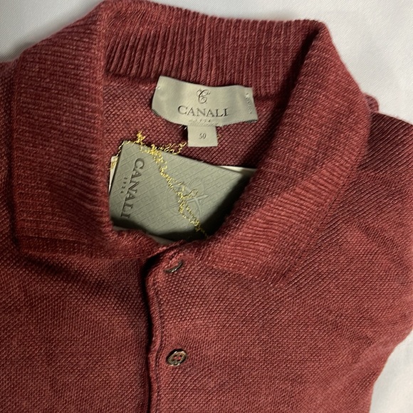 BNWT CANALI Mens 100% Cashmere wool 3 Buttons Sweater Dark Red 50 US 40 Medium - Picture 8 of 8